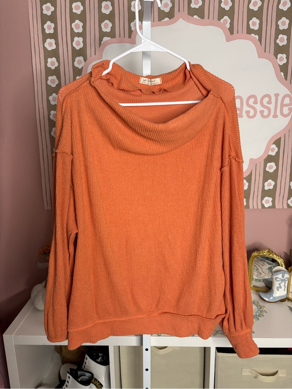 We The Free by Free People cowl neck waffle-knit pullover sweater